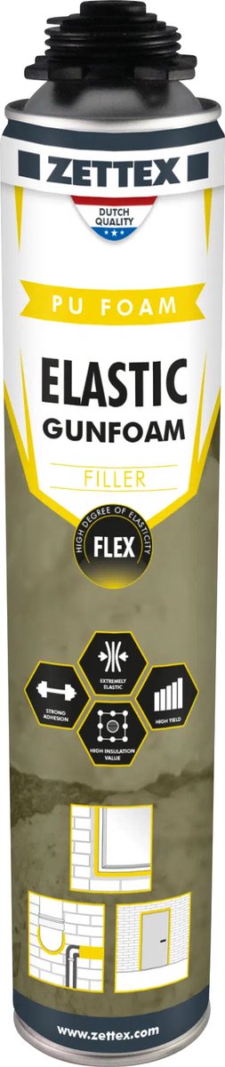 Elastic Gunfoam B2 - Flexibele Purschuim - 750 ml - Luchtdicht - Isolerend - Wit