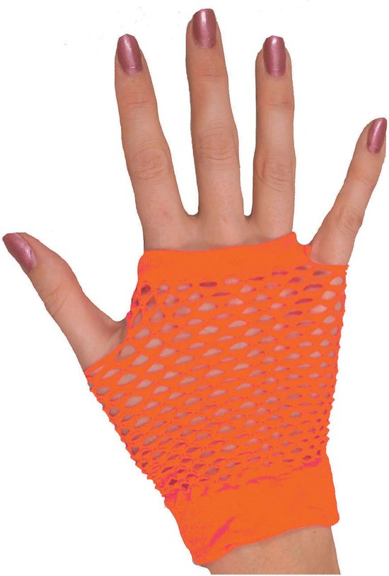 gants filet courts orange fluo
