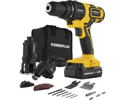 Powerplus 5-in-1 accu combi gereedschap POWX00550- 20 V Multitool - Schroeven, boren, zagen, schuren en schrapen - klusgereedschap- Met accu, lader en 25 acc.