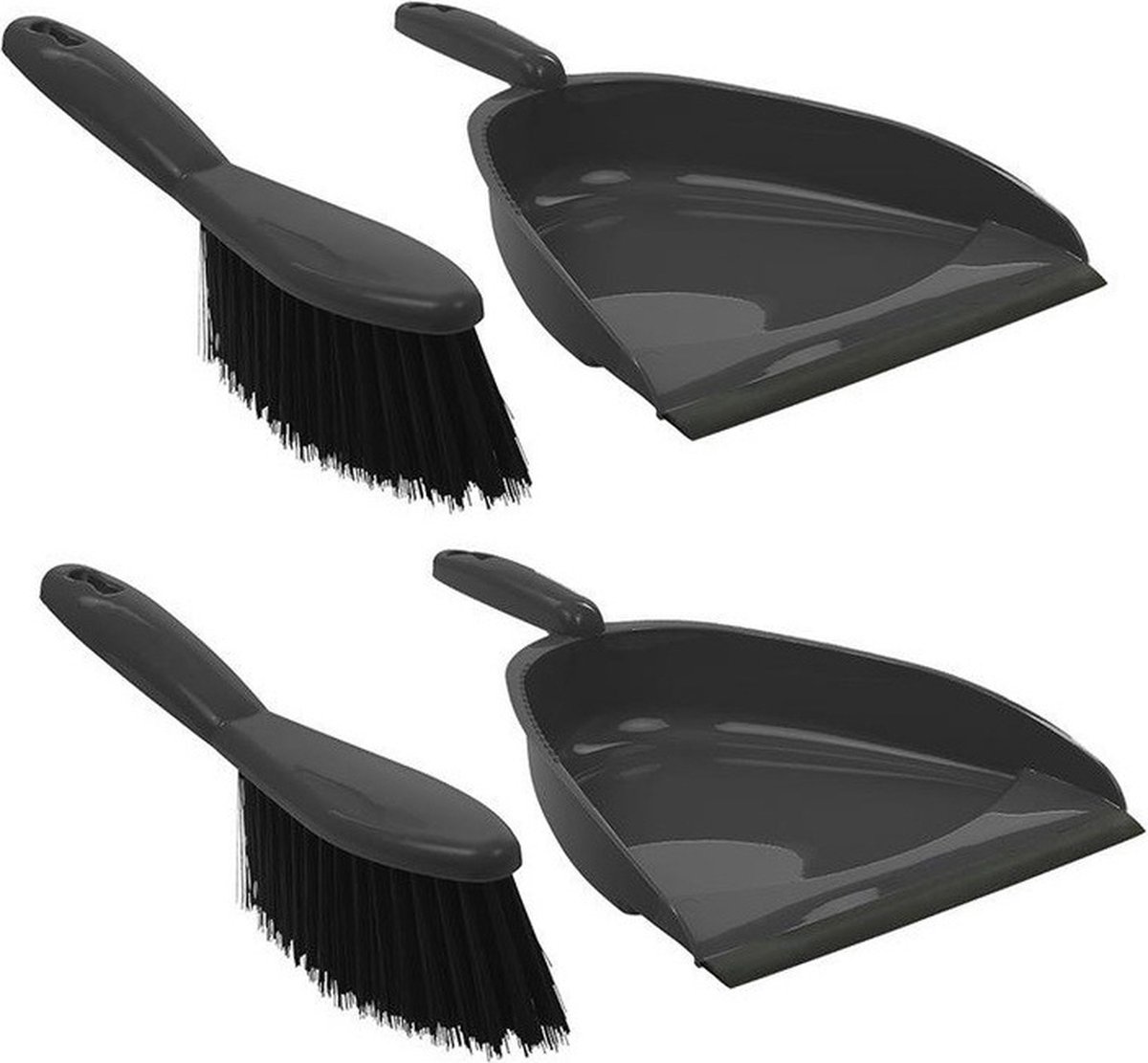 Goedkoopste 2x Grijze stoffer en blik set kunststof 22 x 33 cm - Huishoud/schoonmaakbenodigdheden - Schoonmaakartikelen - Schoonmaken/huishouding