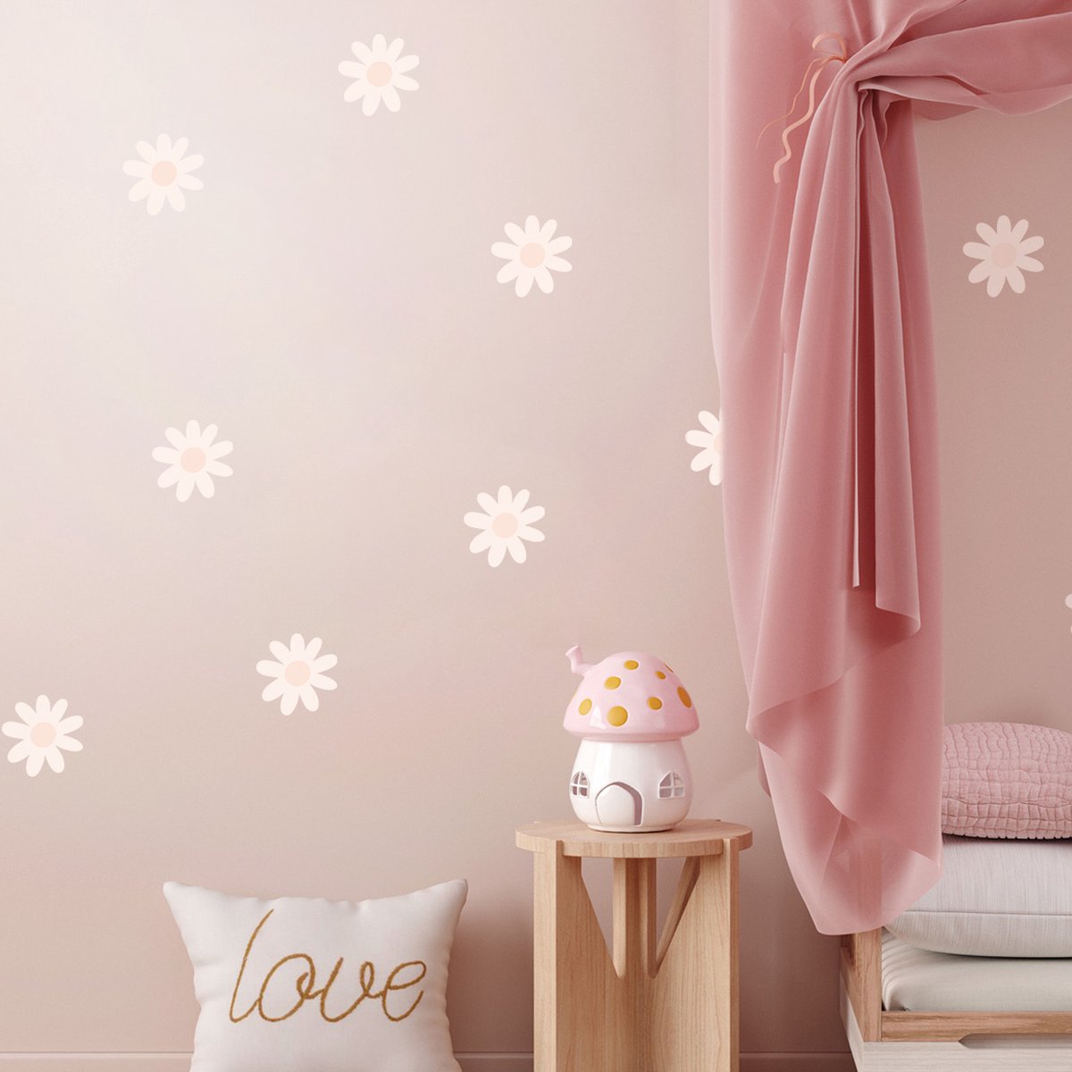 Muurstickers - Daisies VIII- pink Daisies VIII
