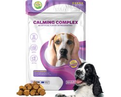 Calming Complex Voor Honden - 60 stuks - Vermindert Angst en Stress - Ontspant zonder slaperigheid - Veilig en niet verslavend - Natuurlijk - Anti-stress - Bevat St. Janskruid, Valeriaan, L-tryptofaan en hennepzaad