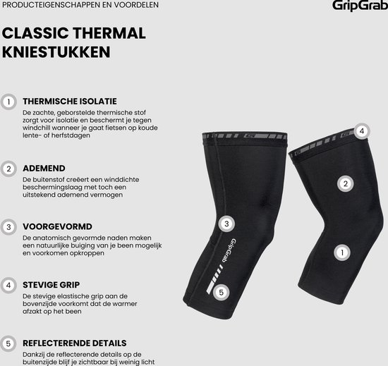 GripGrab - Classic Thermal Knee Warmers Lente Herfst Fiets Kniestukken Wielrennen Kniewarmers - Zwart - Unisex - Maat M — afbeelding 3