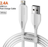 Toocki 8-Pin Kabel 12W - USB 2.0 - Lightning naar USB-A - 480Gbps - 2 Meter - Rubberen Snoer - Wit