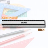 Staples Antislip Aluminium Liniaal in Centimeters en Inches - 1 Stuk