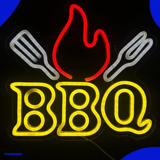 Neon Lamp - BBQ - Barbecue - Dimbaar - Incl. Ophanghaakjes - Neon Sign - Neon Verlichting - Neon Led Lamp - Wandlamp - Mancave