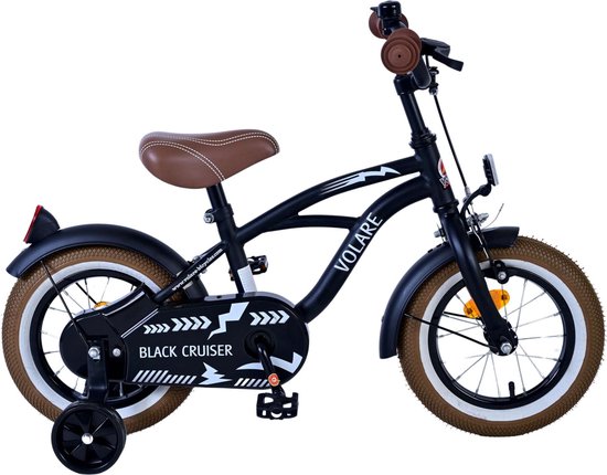 Vélos pour enfants Volare Black Cruiser - Garçons - 12 pouces - Zwart