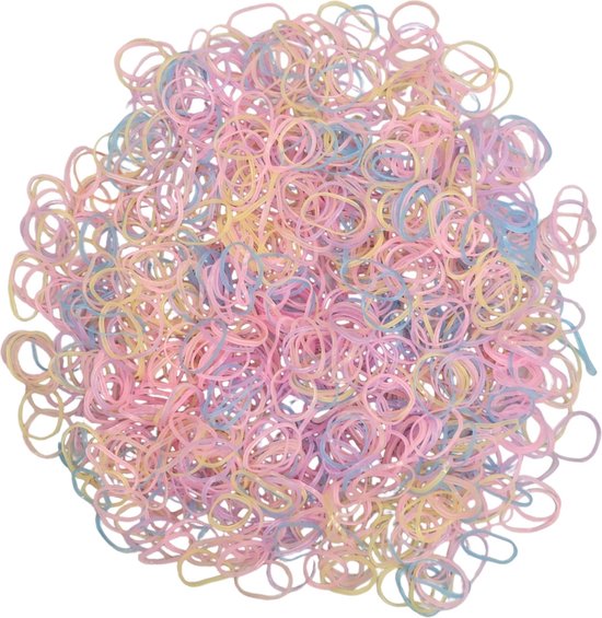 Fako Fashion® - 1000x Mini Bandes de caoutchouc colorés - Filles - Bébé - Enfants - Bandes de caoutchouc Cheveux - Élastique - Extra Fort - Mix Doux - 1000 Pièces