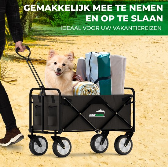 MaxxGarden Bolderkar - Bolderwagen opvouwbaar - Tuinkar - 98x53x64 cm - Massieve Banden - Zwart van Merkloos — afbeelding 5