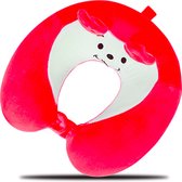 Cartoon U-vormig kussen - Memory Foam - Geschikt voor reizen en kantoor - Rood