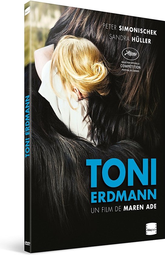 DVD-hoes van Toni Erdmann, met een close-up van een omhelzing en de filmtitel.