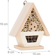 Design insectenhotel met natuurlijke materiaal - Voor bijen, lieveheersbeestjes en vlinders - Om op te hangen19 x 15 x 8 cm