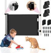 Oprolbaar Traphekje incl. stickerfunctie - Veiligheidshekje - Verstelbaar - Hondenhekje - Traphekje met en zonder boren - Kinderhekje - Voor dieren en kinderen - 10 tot 150 cm breed - Zwart - Sweet Sprout