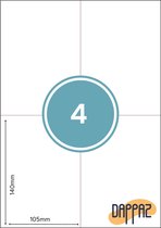 100 feuilles d'autocollants A4 Étiquettes à imprimer Wit - 4 Autocollants par feuille - Étiquettes d'expédition Autocollants Papier autocollant - 105 x 148 mm - Dappaz