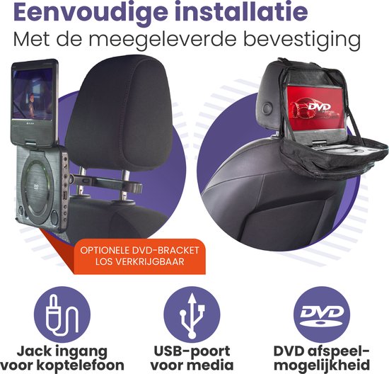 Caliber Draagbare DVD Speler Auto - 7 Inch - Draagbare DVD Speler - Inclusief hoofdsteun houder - Draaibaar Scherm met USB en Accu - Zwart (MPD107) — afbeelding 4