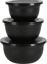 Bol en acier inoxydable avec couvercle, lot de 3 pièces, noir, 18/16/14,5 cm, bols à mélanger verrouillables en métal, saladier, bol de cuisson, ensemble de bols