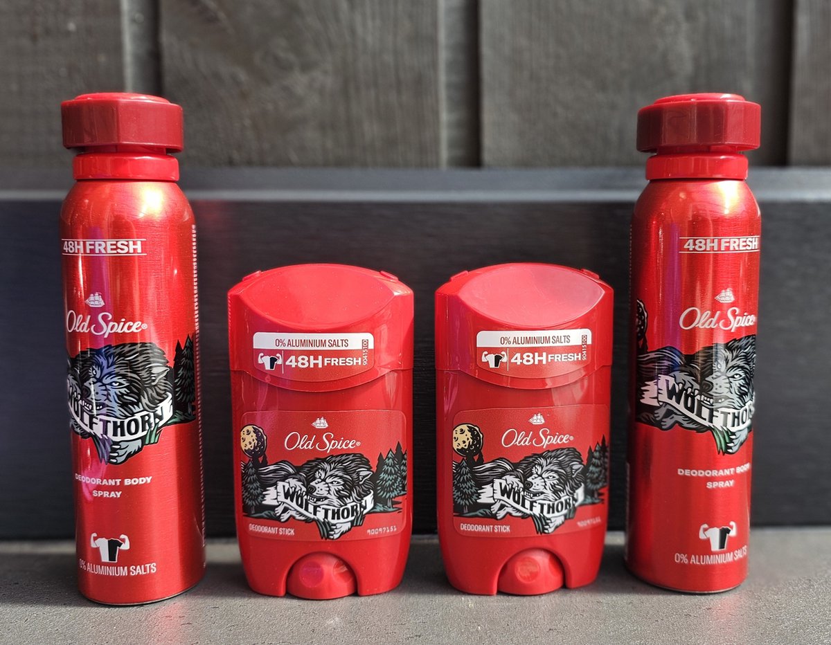 Goedkoopste Old Spice Wolfthorn mix deodorant spray 2x150ml - deodorant stick 2x50ml