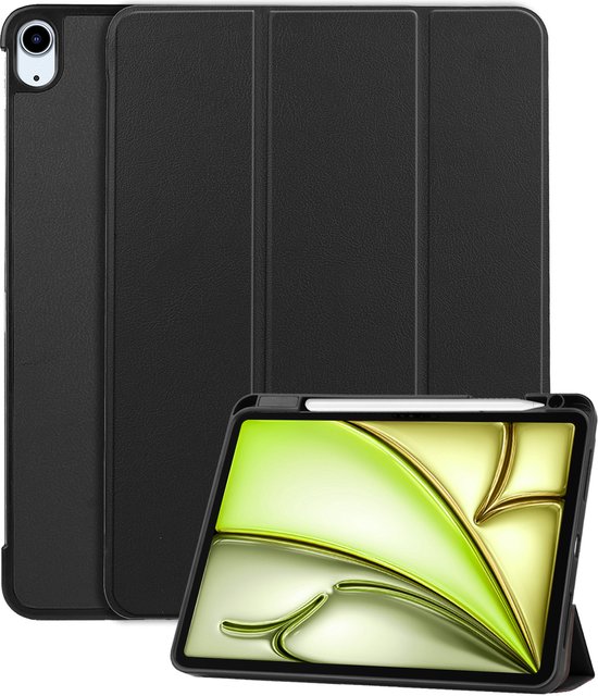 LUQ Tablet Hoes - Geschikt voor iPad Air 2024 / 2025 (11 inch) - Bookcase - Trifold - Cover - Case - Pen Slot Houder - Zwart