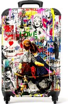 NoBoringSuitcases.com® - Handbagage koffer lichtgewicht - Reiskoffer trolley - Bekende kunstwerken als kleurrijke graffiti art - Rolkoffer met wieltjes - Past binnen 55x40x20 en 55x35x25