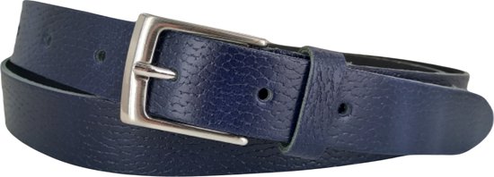 Ceinture en cuir | Riem Homme/Femme | 3 cm de large | Taille de la ceinture : 90 cm (longueur totale : 105 cm) | 100% cuir véritable | Boucle sans nickel | Couleur : bleu marine