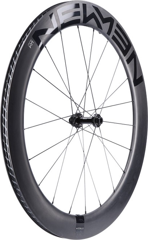 NEWMEN Voorwiel 28” - Racefiets - Road Advanced SL R.65 Streem - Carbon - 12x100 mm steekas - Bandbreedte 25 tot 28 mm - Alleen voor Schijfremmen - Cyclocrossfietsen - Wedstrijdfiets - Renfiets – Zwart