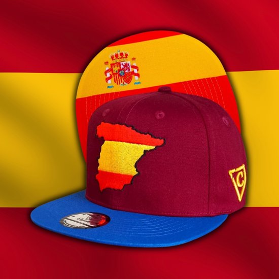 Capiche® Casquette Snapback Espagne - Championnat d'Europe de Voetbal Homme - Rouge Foncé & Blauw - Ajustable avec Fermeture à Pression - Casquette de Sport - Casquette de Football Espagne - ÉDITION LIMITÉE