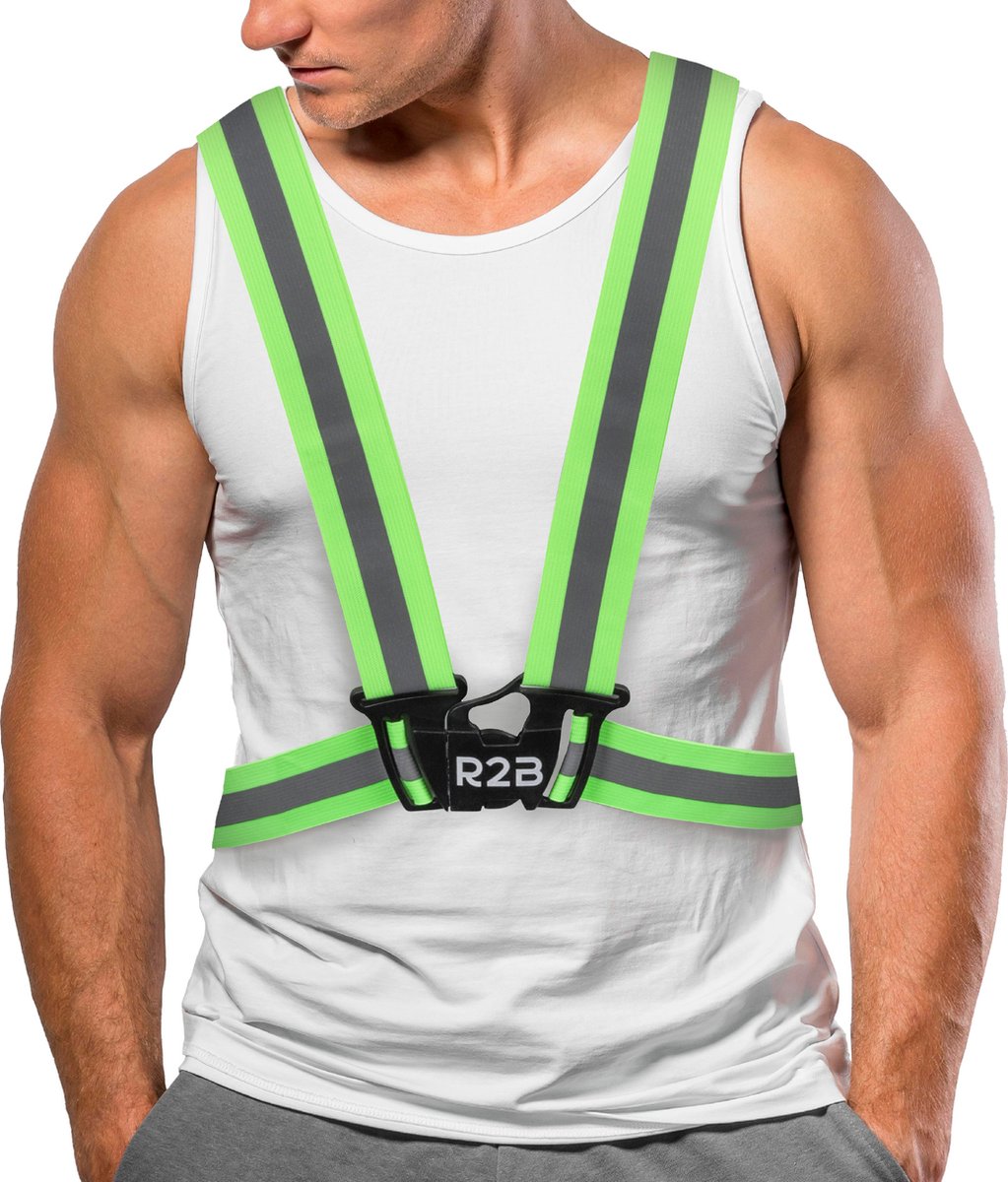 R2B Veiligheidsvest Reflecterend - Hardloopvest - Running Vest - Sportvest -Reflecterend Hesje - Verstelbaar – Elastisch – Geel