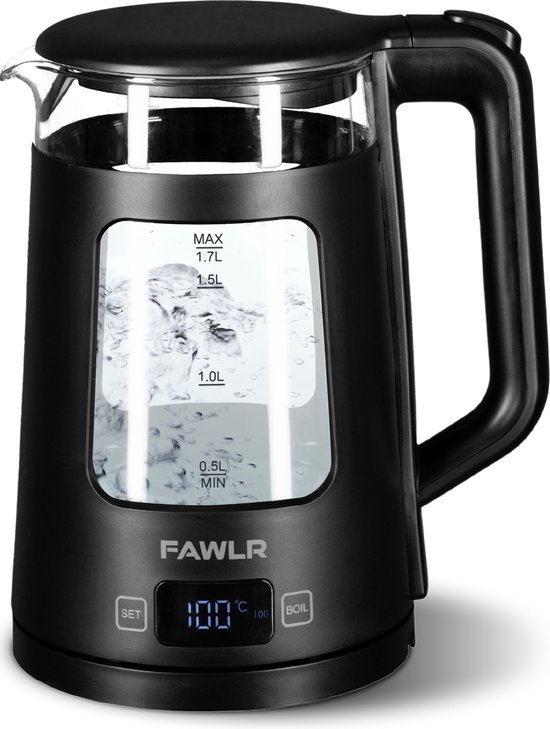 FAWLR Waterkoker met Temperatuurregeling - Waterkokers - Led Display - 1,7L - 2200W