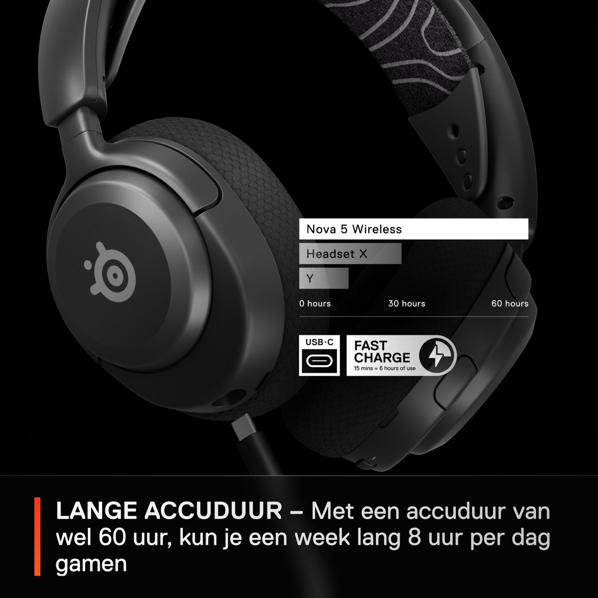 SteelSeries Arctis Nova 5 Wireless - Draadloze Gaming Headset - Zwart — afbeelding 3