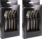 Excellent Houseware Taart/gebak vorkjes - 8x stuks - goud - RVS - 15 cm - verjaardag/feest vorkjes