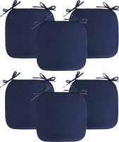 Progarden Stoelkussen Anna - 6x - binnen/buiten - donkerblauw - 39 x 39 x 3 cm - polyester