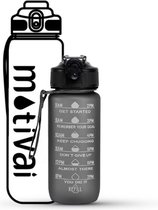 Gourde de Motivation - Zwart - Gourde 600ML - Motivai® - Gourde de Motivation - Gourde avec Paille - Gourde avec Marqueur de Temps - Sans BPA - Adultes - Enfants
