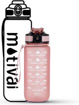 Bol.com Motivatie Waterfles - Rosé - 600ML Drinkfles - Motivai® - Motivatiefles - Waterfles met Rietje - Waterfles met tijdmarke... aanbieding