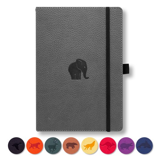 Dingbats A5+ Wildlife Grey Elephant Notebook - Graph