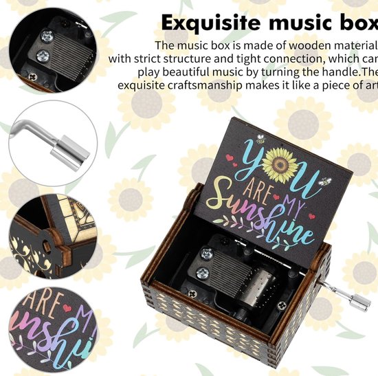 Muziekdoosje You are my sunshine - ideaal moederdag cadeau - moederdag cadeautje van Kadoing! — afbeelding 5