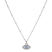 Zilveren Kettingen | Ketting Boze Oog small | Verstelbaar 45-50 cm | 925 Sterling Zilver - 925 Keurmerk stempel - 925 Zilver Certificaat - Moederdag tip