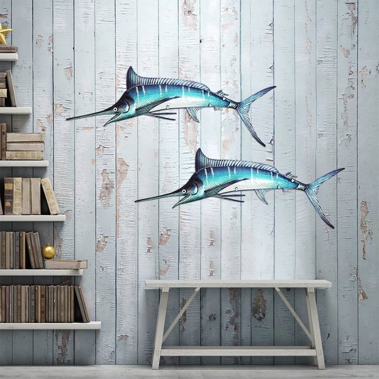 Eurocatch Marlijn - Muurdecoratie 95cm - 3-D Metaal en Glas - Kunst - Cadeau Idee - Vaderdag Cadeau van Eurocatch — afbeelding 5