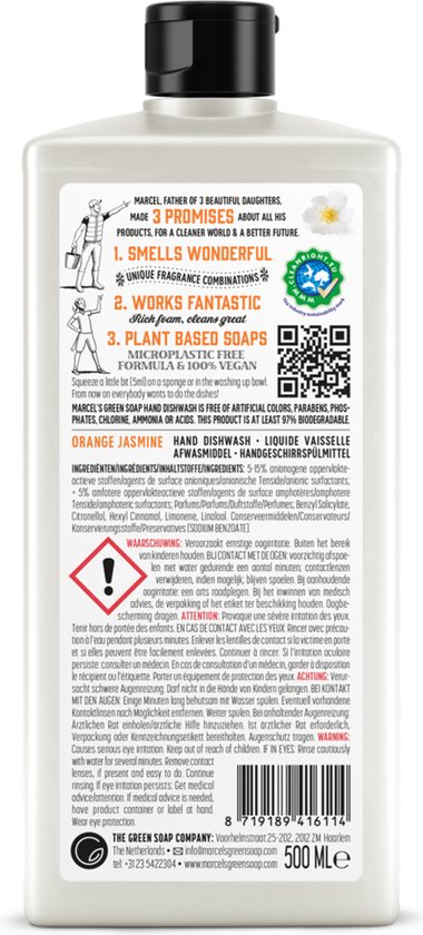 Marcel's Green Soap Afwasmiddel - Sinaasappel & Jasmijn - 6 x 500ml