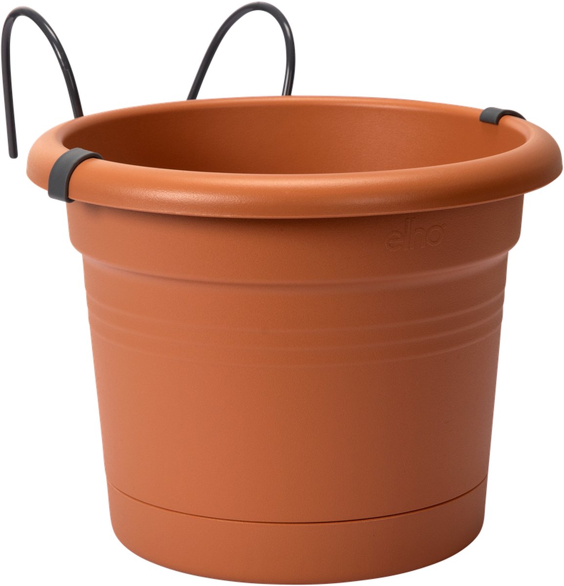 Elho Green Basics Potholder Allin1 Metaal 27 - Bloempot voor Balkon Buiten - Ø 19.5 x H 18.5 cm - Mild terra