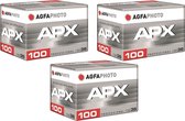 Pack 3 x Pellicule Agfaphoto APX100 Professionnel 135-36 B&W