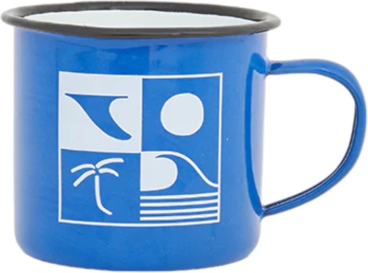 Emaille beker blauw Surfmood 8x8 - Batela