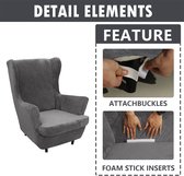 fauteuil hoezen 2-delige set, hoge stretch stoel hoes bankhoezen 1-zits, elastische zachte stijlvolle bankhoezen met elastische bodem Antislip meubelbeschermer,Grijs
