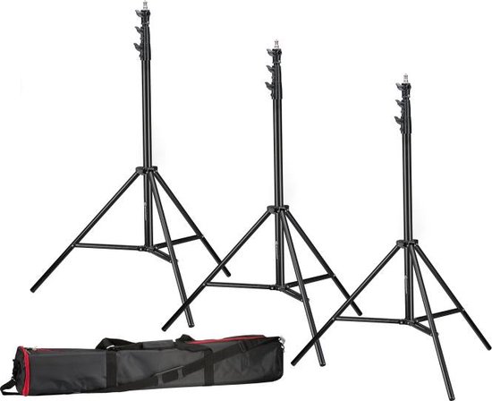 BRESSER 3x BR-TP280 PRO-1 statief - 280 cm - Incl. Transporttas met schouderriem