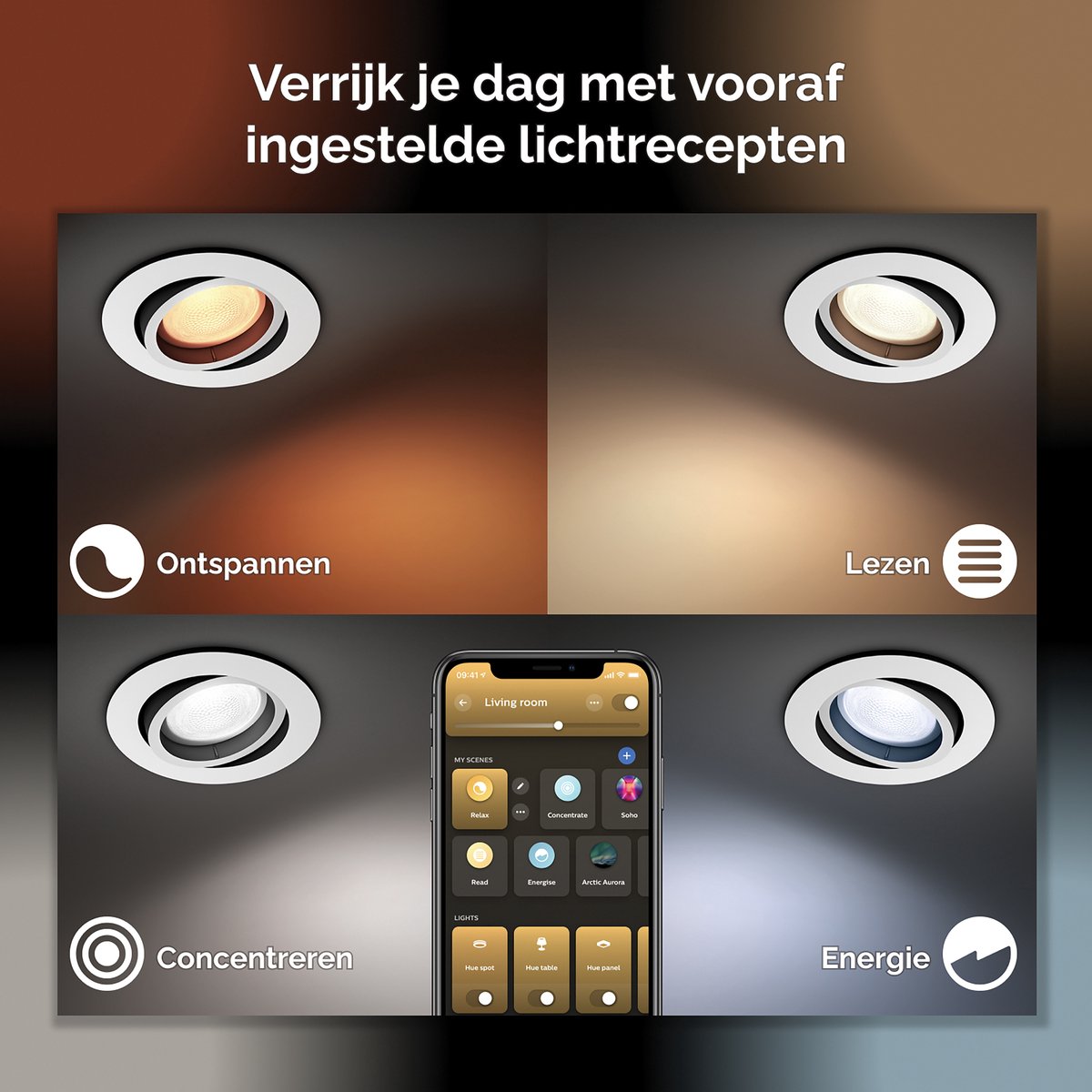 Philips Hue Milliskin inbouwspot - warm- tot koelwit licht - 3-pack - wit - rond - GU10 — afbeelding 6
