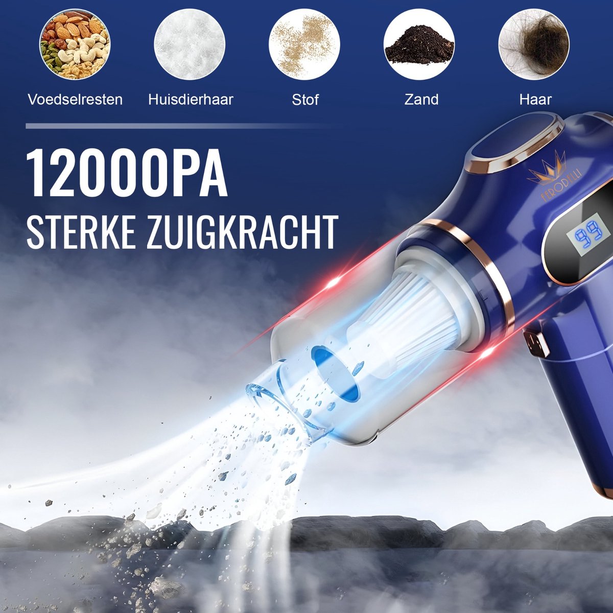 Ferodelli Kruimeldief - Handstofzuiger - Snoerloos - Auto - afbeelding 2