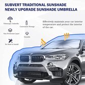 Auto parasol, paraplu voorruit, zonwering auto voorruit, opvouwbare auto voorruit, zonnebescherming, blokkeert 99% UV-parasol, voor de meeste auto's (140 x 80 cm)