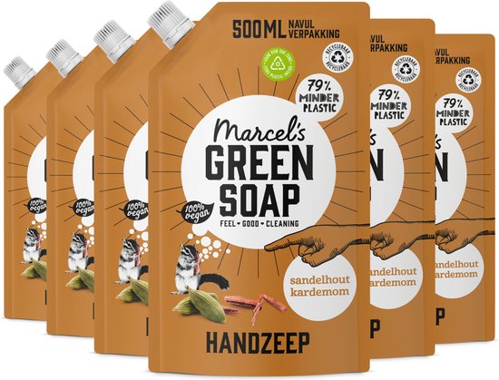 Marcel's Green Soap Handzeep Refill Sandelhout & Kardemom 6 x 500ml