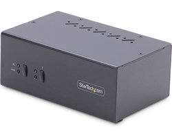 StarTech.com 2-Port Dual-Monitor DisplayPort KVM Switch, 4K 60Hz, 2x USB 5Gbps Hub Ports, 2x USB 2.0 HID Ports, Hotkey en Drukknop Schakelaar, TAA Compliant, ESD Level 3 Bescherming