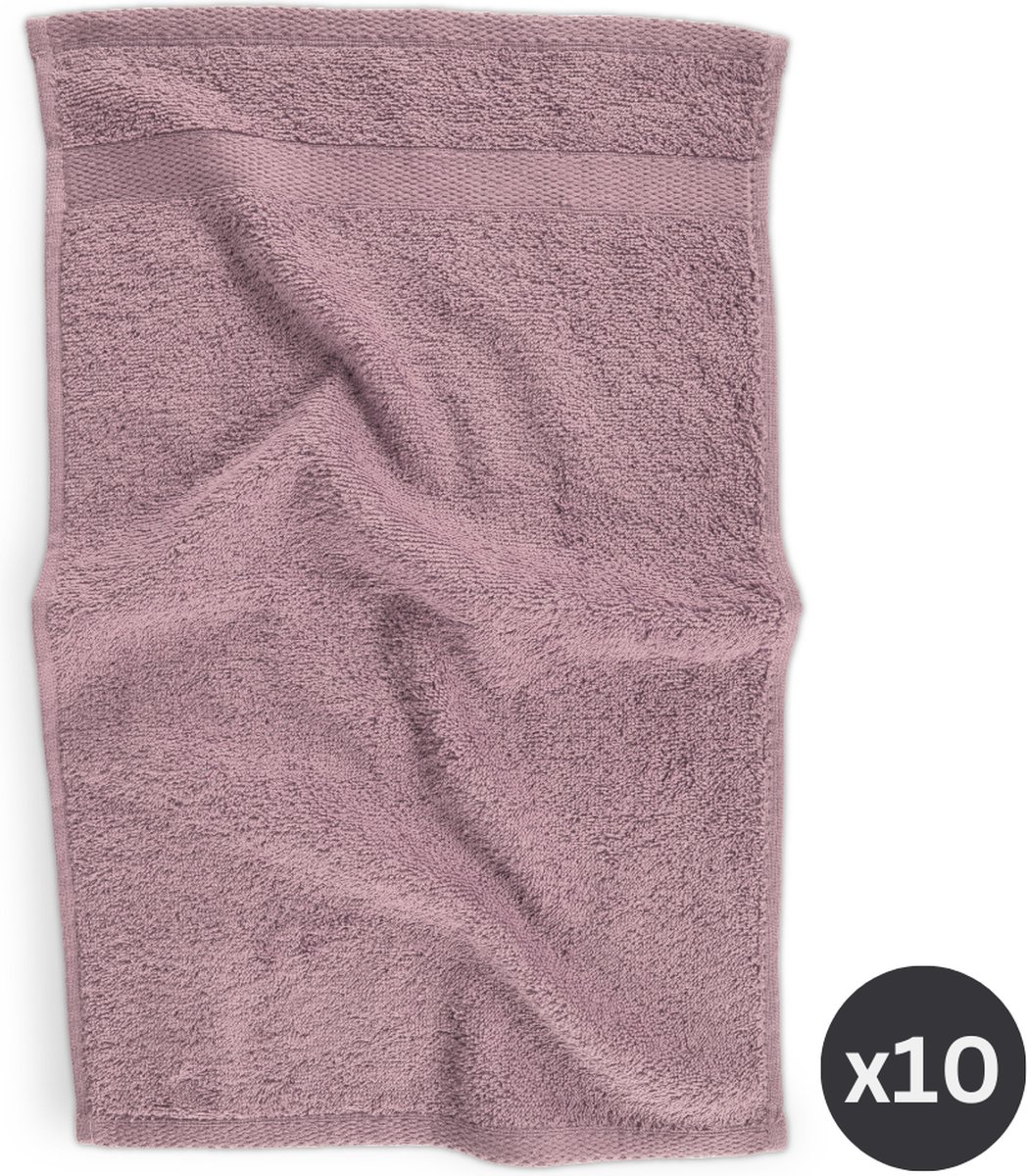 TISECO HOME STUDIO - Gastendoek RIVA - SET/10 - 100% katoen - 450 g/m² - 100% katoen - superzacht en zeer absorberend - 30x50 cm - Mauve
