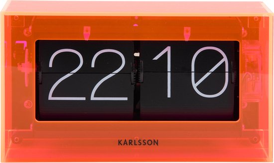 Karlsson Tafelklok Boxed Flip - Oranje - 20.7x7.1x11.7cm - Vaderdag cadeau